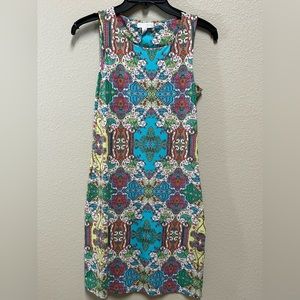 Bright, fun, sleeveless, knee length dress.